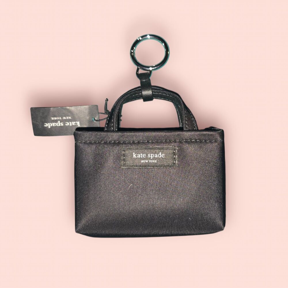 Kate Spade Charmed Nano Tote Bag Charm Black Mini Bag Keychain KN957 Recycled